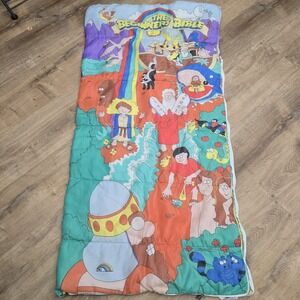 The Beginners Bible Kids Toddler Sleeping Bag 1993 Noahs Ark Adam Eve VTG 30x57"